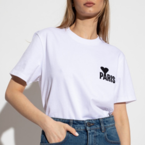 AMI Paris White T-Shirt with Paris Logo - Picture 3 of 7